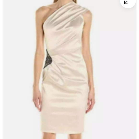 NWT Eliza J Women's Size 6 Ivory One-Shoulder Beaded Cocktail Mini Dress - Picture 1 of 10
